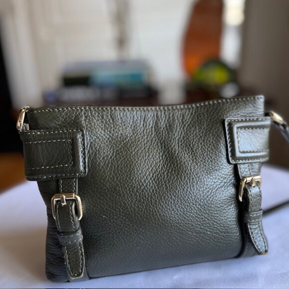 COLE HAAN | Zooey Crossbody Bag Dark Green Pebbled Leather-EUC - Picture 2 of 12